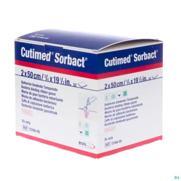 Cutimed Sorbact Bakterienbindende Mullstreifen 2x50cm 20 Stück