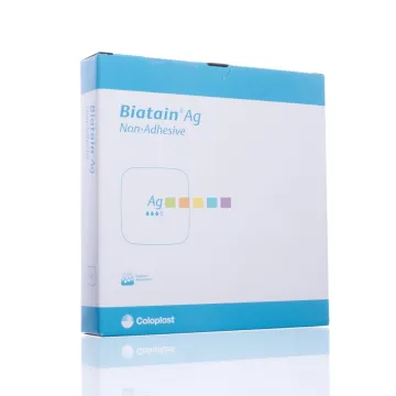 Biatain Ag nicht adhäsiver Schaumstoffverband mit Silber 10x10cm 5 Stück