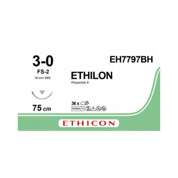 Ethilon Nahtmaterial 3-0 75cm FS-2 EH7797BH 36 Stück