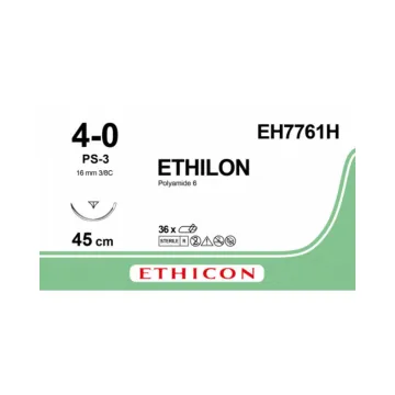 Ethilon hechtdraad 4-0 45cm PS-3 EH7761H 36 stuks