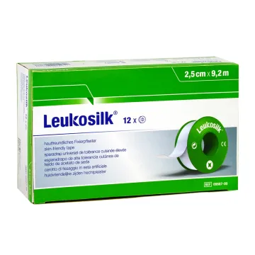 Leukosilk Pflaster 2,5cm x 9,2m, 12 Rollen