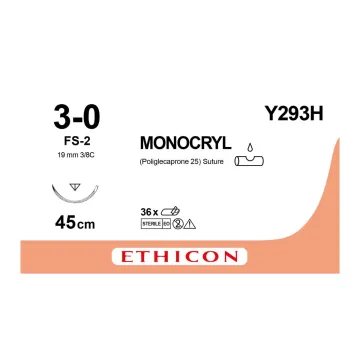 Monocryl hechtdraad 3-0 45cm FS-2 Y293H 36 stuks