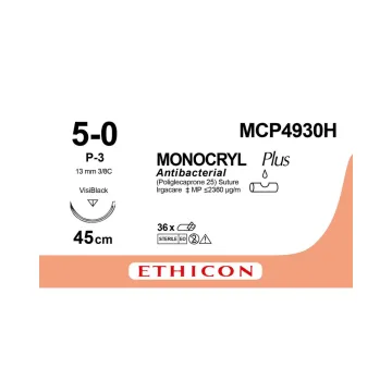 Monocryl hechtdraad Plus 5-0 (P-3) MCP4930H 36 stuks