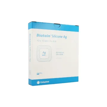 Biatain Silicone Ag Schaumstoffverband mit Silber 10x10cm