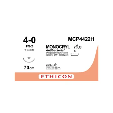 Monocryl hechtdraad 4-0 70cm FS-2 MCP4422H 36 stuks