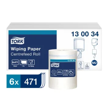  Tork Wiping Poetspapier 1-laags 165m x 19,5cm M2, 6 rollen
