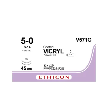 Vicryl hechtdraad 5-0 45cm S-14 V571G 12 stuks
