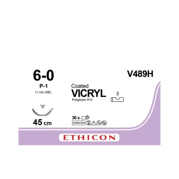 Vicryl hechtdraad 6-0 45cm P-1 V489H 36 stuks