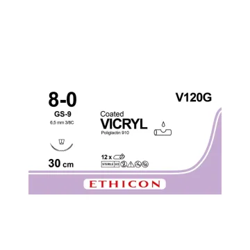 Vicryl hechtdraad 8-0 30cm GS-9 V120G 12 stuks