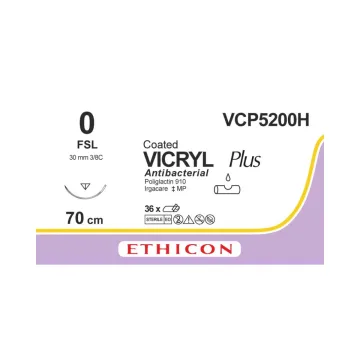 Vicryl hechtdraad Plus 0 (FSL) 70 cm VCP5200H 36 stuks