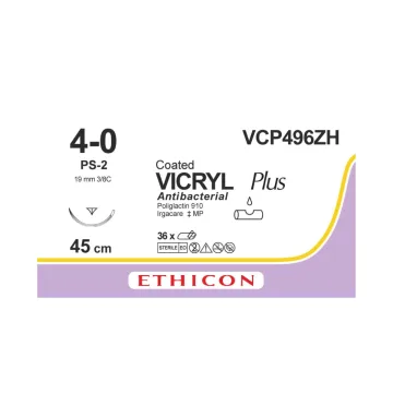 Vicryl Plus hechtdraad 4-0 45cm PS-2 VCP496ZH 36 stuks