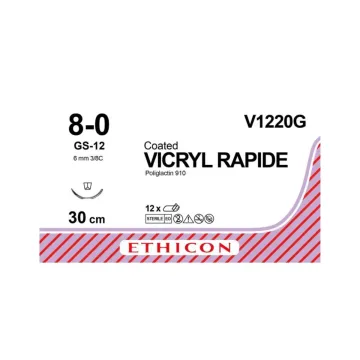 Vicryl Rapide hechtdraad 8-0 30cm GS-12 V1220G 12 stuks