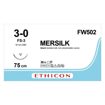 Seidennaht 3-0 75cm FS-3 FW502 36 Stück