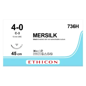Seidennaht 4-0 45cm C-3 736H 36 Stück

