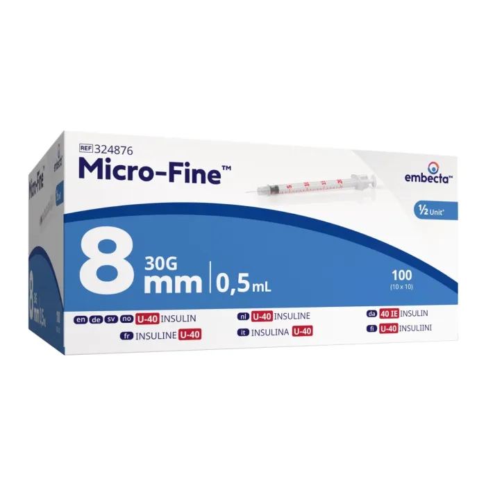 BD Microfine insulinespuit 0,5ml + naald 0,30x8mm U40 - 324876