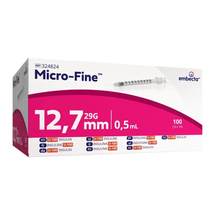 BD Microfine insulinespuit 0,5ml + naald 0,33x12,7mm U100 - 324824