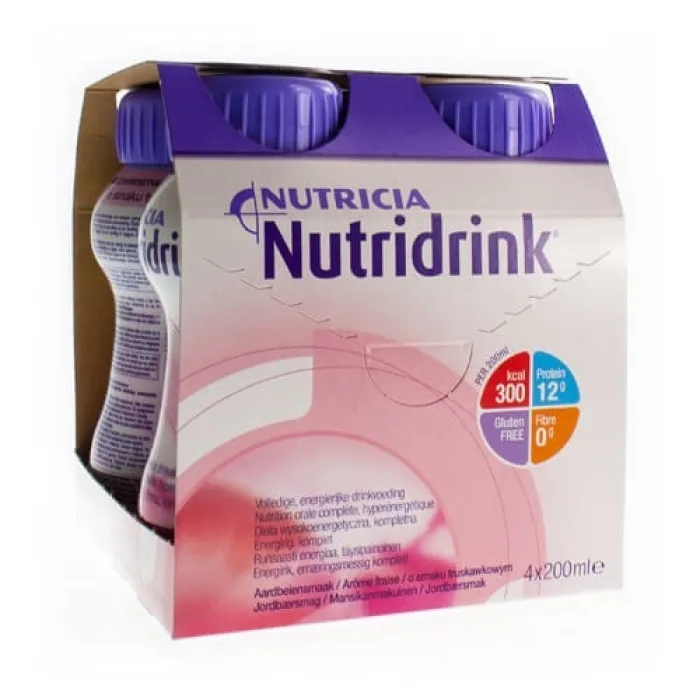 Nutridrink drinkvoeding Aardbei 4x200ml 