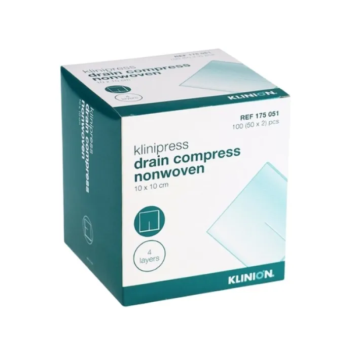 Klinion drainkompres splitkompres NW steriel 4-laags 10x10cm