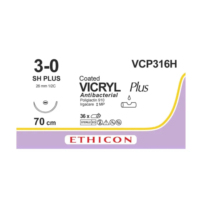 Vicryl hechtdraad Plus 3-0 70cm (SH) violet VCP316H 36 stuks